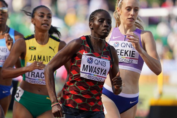 Jarinter Mawia in action during the 2022 World Athletics Championships.