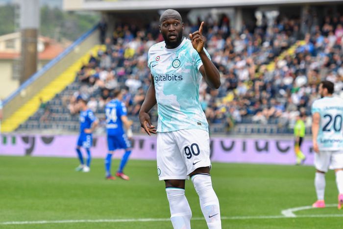 Romelu Lukaku (Inter - FC Internazionale) celebrates after scoring a goal during Empoli FC vs Inter - FC Internazionale, italian soccer Serie A match in Empoli, Italy, April 23 2023.
