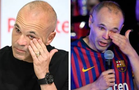 Barcelona legend Iniesta in tears again as he departs Kobe