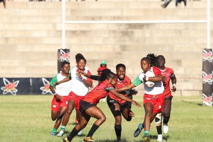 Kenya Lionesses in action against Madagascar at the 2023 Africa Women's Cup.