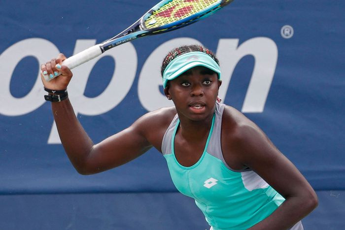 Angella Okutoyi in action during the US Open 2022 - Grand Slam - Billie Jean King Tennis Center