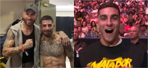 Ferran Torres, Ramos spotted cage side supporting UFC fighter