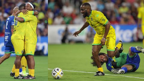 Okocha celebrates skills at Ronaldinho's Charity game