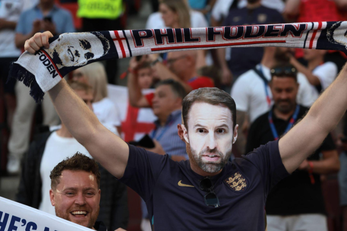 An England fan wearing a Gareth Southgate mask reacts prior to the UEFA European Championships match at Cologne Stadium, Cologne. Picture credit: Jonathan Moscrop / Sportimage