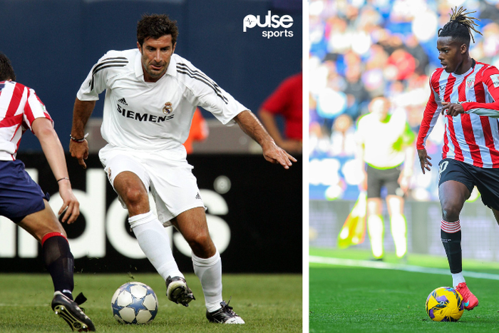 Luis Figo and Nico Williams in action || Image credit: Imago