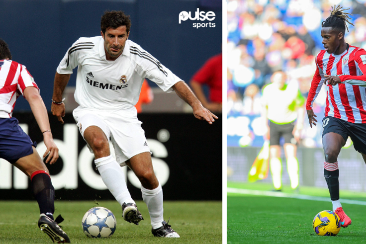 Luis Figo and Nico Williams in action || Image credit: Imago