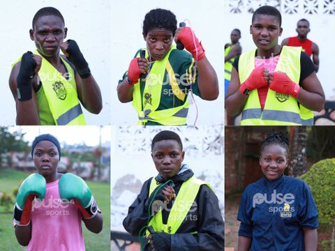 The six Ugandan female boxers in Cameroon for Africa's Elite Championships