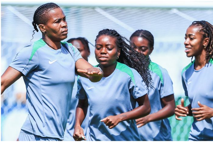 Super Falcons stars in training led by the Payne sisters and Echegini. (Photo Credit: Super Falcons/X)