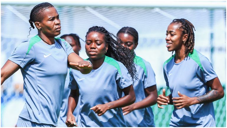 Super Falcons stars in training led by the Payne sisters and Echegini. (Photo Credit: Super Falcons/X)