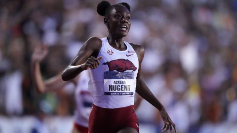 Jamaican youngster Ackera Nugent stuns Olympic champion Masai Russell to win women's 100m hurdles in Silesia