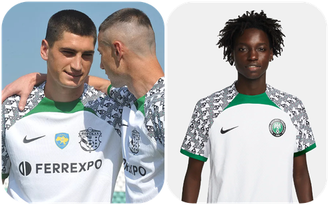 Vorskla Poltava and Super Eagles lookalike jersey || Credit: Oluwashina Okeleji/X