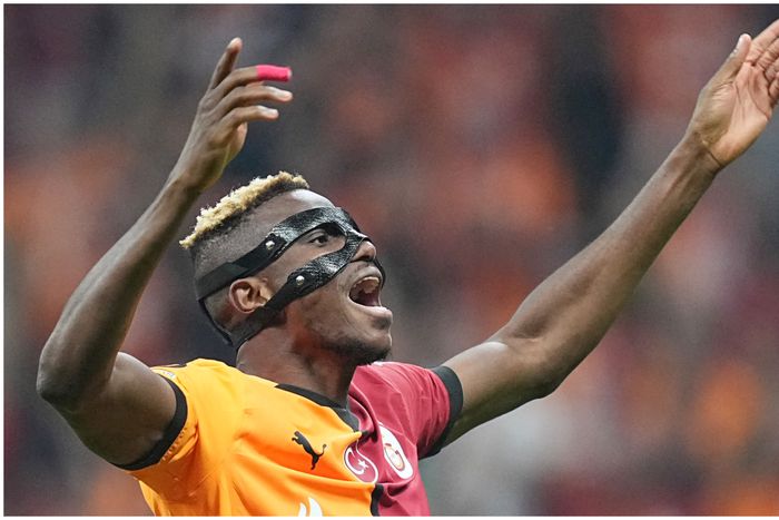 Nigeria's Victor Osimhen celebrates another brilliant outing for Galatasaray.