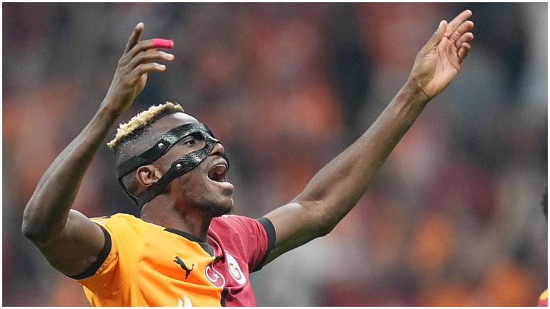 Nigeria's Victor Osimhen celebrates another brilliant outing for Galatasaray.