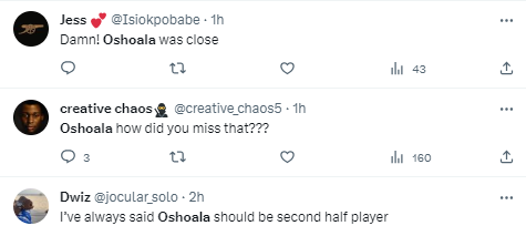There was criticism for Oshoala a  five-time women's footballer of the year stating she had no impact as the Super Falcons of Nigeria played a 1-1 draw with Ethiopia.