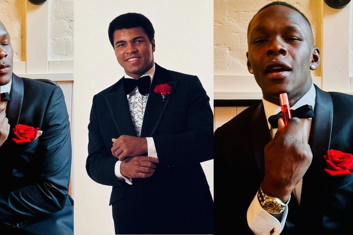Nigerian Stylebender Israel Adesanya copies Muhammad Ali to show off style at a wedding. Instagram/Stylebender