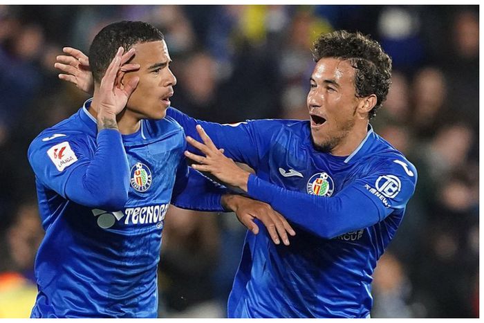 Mason Greenwood celebrates his excellent goal for Getafe