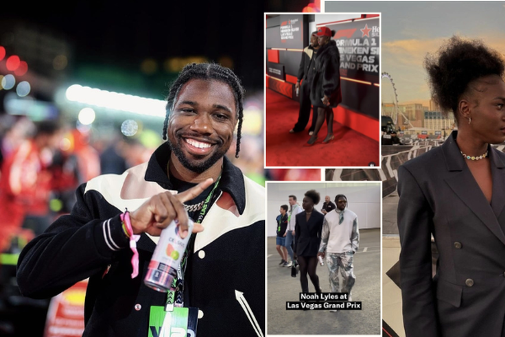 Lovebirds Noah Lyles and Junelle Bromfield make perfect red carpet couple entrance at Las Vegas Grand Prix