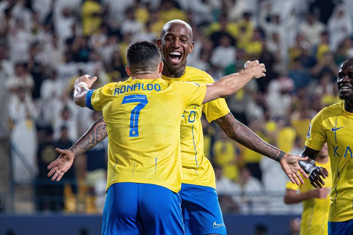 Al Nassr star Anderson Talisca celebrates with Cristiano Ronaldo and Sadio Mane | Imago