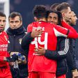 Leandro Barreiro of Benfica celebrates with Tomas Araujo of Benfica after the final whistle AFC Ajax v SL Benfica || Image credit: Imago