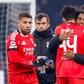 Leandro Barreiro of Benfica celebrates with Tomas Araujo of Benfica after the final whistle AFC Ajax v SL Benfica || Image credit: Imago