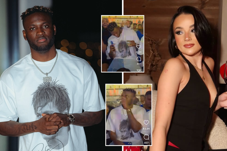 Christmas Day: Victor Boniface’s Oyinbo girlfriend celebrates alone as Super Eagles star parties in Lagos