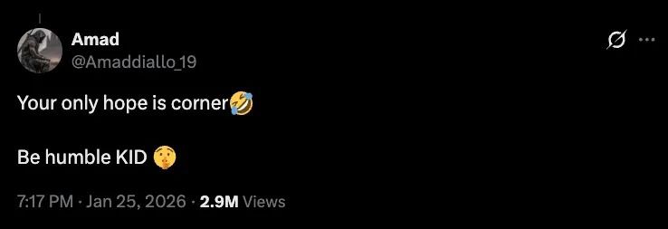 Amad's post on social media || X