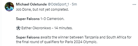 After the Super Falcons' 1-0 win against Cameroon, Nigerians want the team to do better if they are to qualify for the Olympic Games.