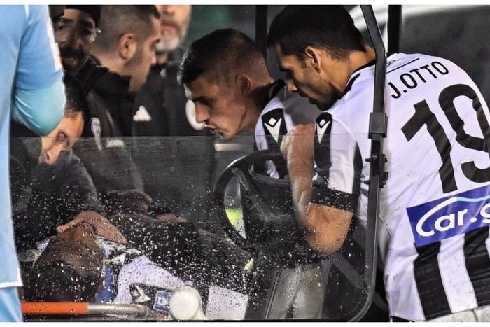 Ghana's Baba Rahman collapsed followed a bizarre landing in Greece.