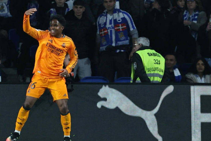 Endrick celebrating his match winning goal in Real Madrid's Copa del Rey clash against Real Soceidad || Image credit: Imago