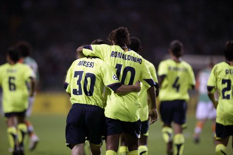 Messi and Ronaldinho at Barcelona