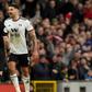 Fulham striker Aleksandar Mitrovic argues with the referee during the FA Cup against Manchester United Old Trafford.