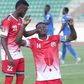 Michael Olunga and Abdallah hassan celebrate Harambee Stars goal.