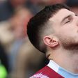 Declan Rice during a Premier league match between West Ham United and Aston Villa.
