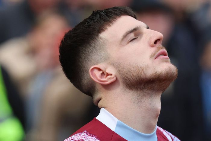 Declan Rice during a Premier league match between West Ham United and Aston Villa.