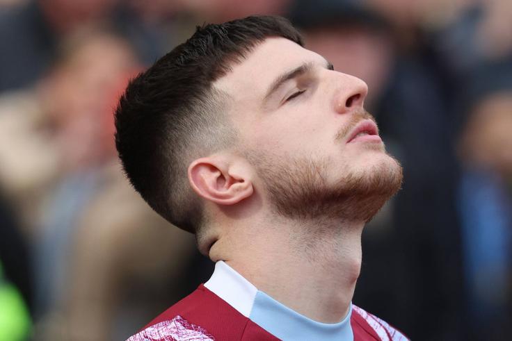 Declan Rice during a Premier league match between West Ham United and Aston Villa.