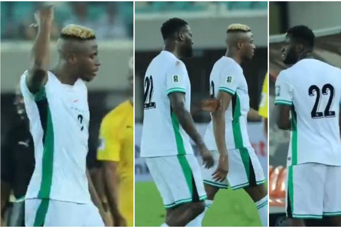 Nigeria's Boniface and Osimhen after the game against Zimbabwe.