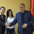 Albanian Athletics Federation's president Gjergj Ruli on the right