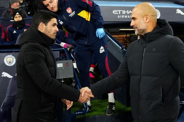 Arsenal boss Mikel Arteta and Man City boss Pep Guardiola