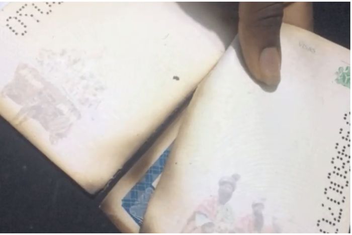 A picture of the burnt passport.