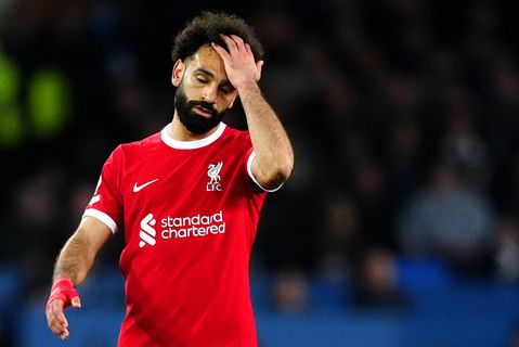Mohamed Salah appears dejected during the Premier League match at Goodison Park.