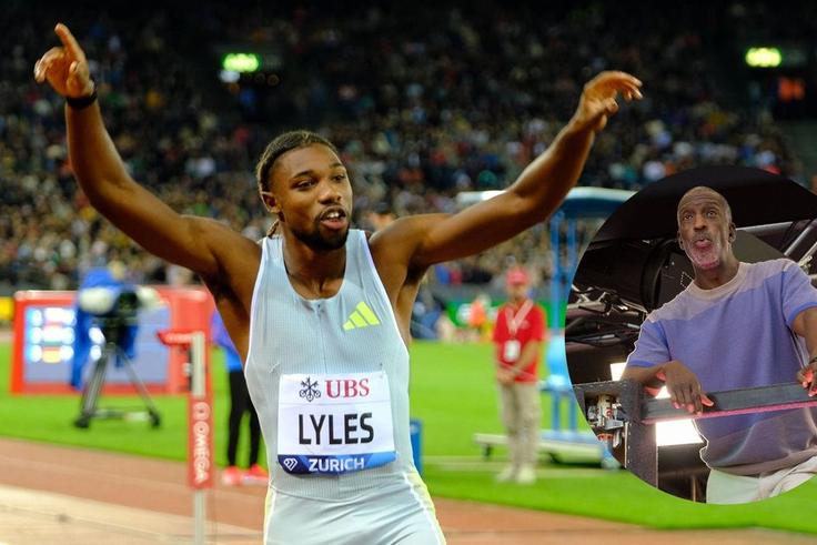 Michael Johnson & Noah Lyles in agreement with a track & field fan after recent plea