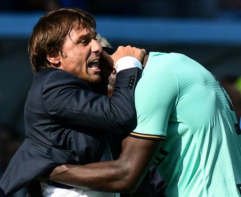 "The best manager in the world:" Inter Milan forward Romelu Lukaku (R) thrived under Antonio Conte.