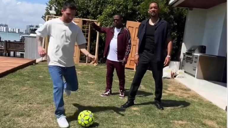 Inter Miami star Lionel Messi teams up with Will Smith and Martin Lawrence for Bad Boys 3 promo.