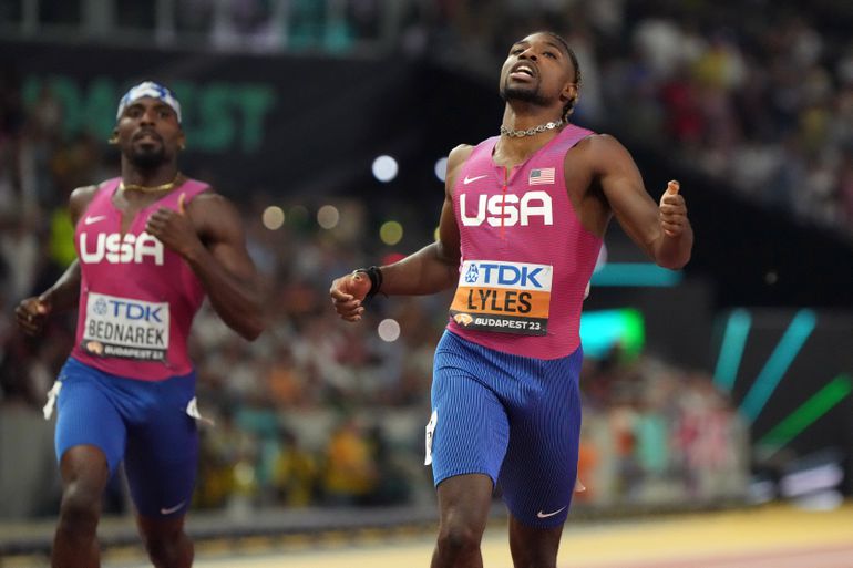 Noah Lyles. Kenny Bednarek. Fred Kerley. Grand Slam Track.