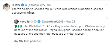 According to Nigerian football fans Drogba, Mourinho and Babayaro deserve credit for Chelsea's growth in Africa, not Super Eagles legend Mikel Obi.
