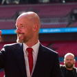 Manchester United captain Erik ten Hag lifting the FA Cup trophy || Image credit: Imago