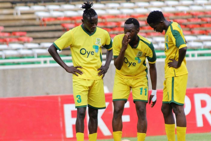 Mathare United players in a recent match.