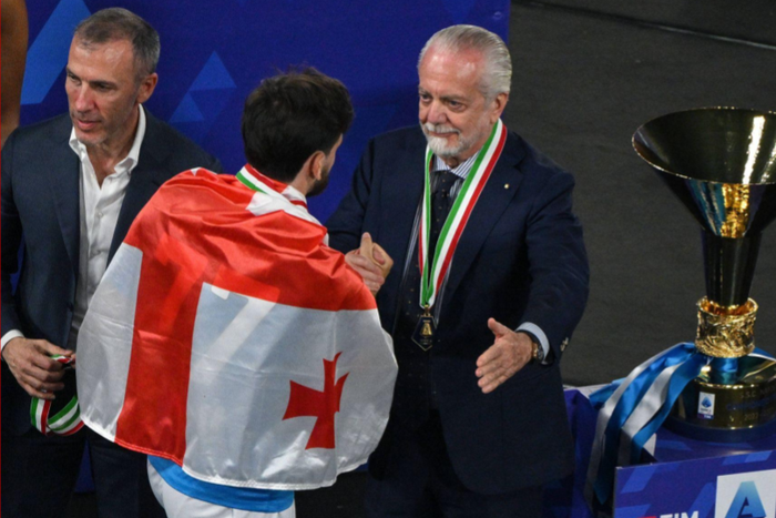 Aurelio de Laurentiis and star winger Khivcha Kvaratskhelia || Image credit: Imago