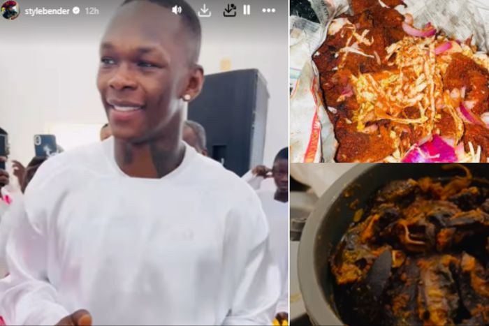 Now back in Nigeria, Stylebender Israel Adesanya had Suya, Snail, and FanYogo, celebrate his return at Celestial Church in Lagos.
