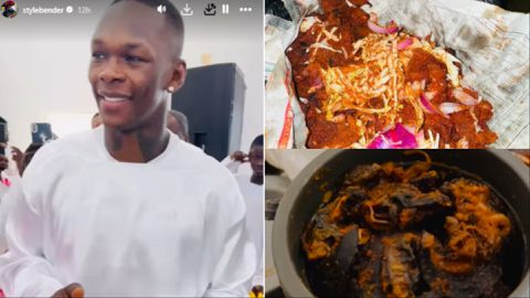 Israel Adesanya enjoys Suya, Snail and Fanyogo: Nigerian Stylebender celebrates return at Cele Church in Lagos